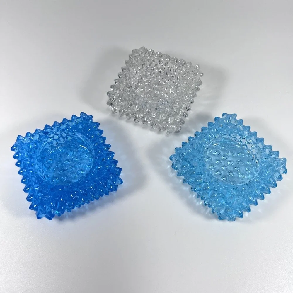 VTG Fenton Square Spiked Hobnail Tea Light Candle‎ Holder Salt Cellar Lot Of 3